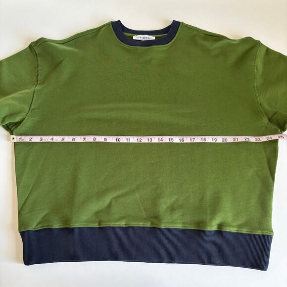 WeWoreWhat Colorblocked Oversized Fit Crewneck Sweatshirt Hunter Green/Navy XXS - Picture 4 of 8
